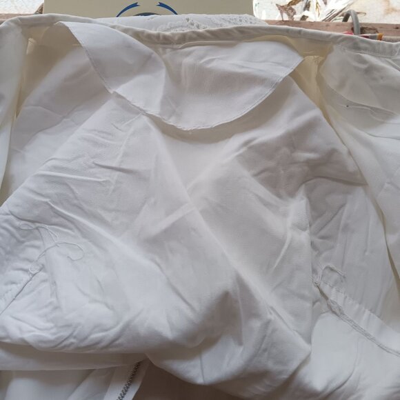 S/M Vintage 70's White Embroidered Short-Sleeve Sheath Dress Back Zipper 1970's - Picture 8 of 10